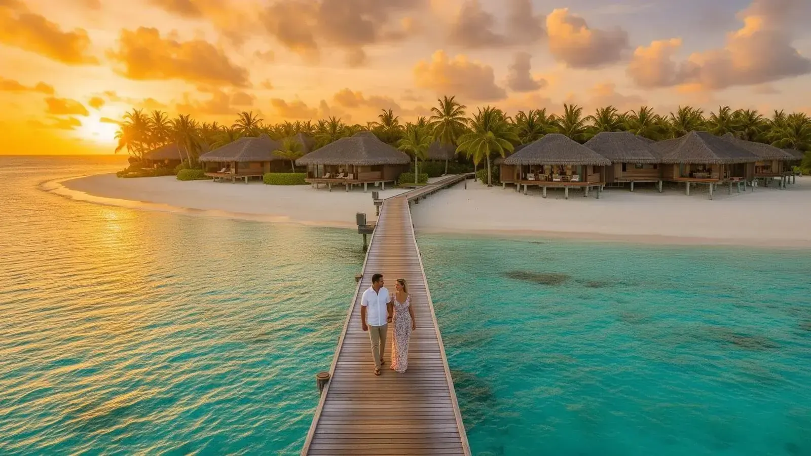 Best Caribbean honeymoon destinations — luxury overwater bungalow resort at sunset