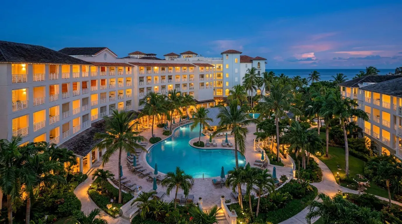 Sandals Barbados pool deck — Stay 1 Play 2 program connects to Sandals Royal Barbados next door