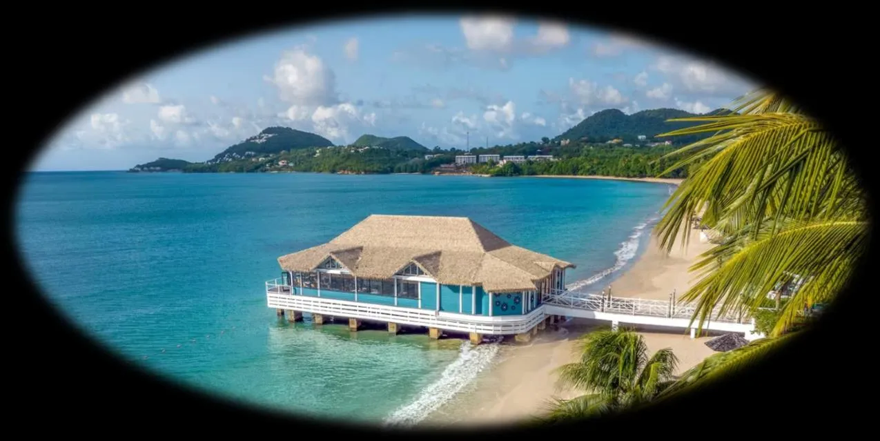 Quiet beach cove at Sandals Halcyon Beach — smallest and most affordable Sandals resort in St. Lucia